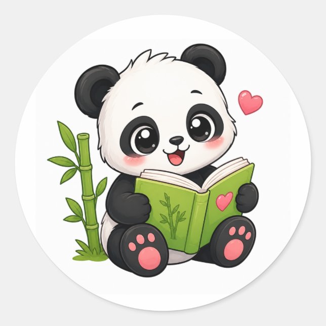 Pegatina Redonda panda lindo (Anverso)