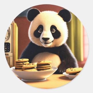 Pegatina Redonda panda lindo