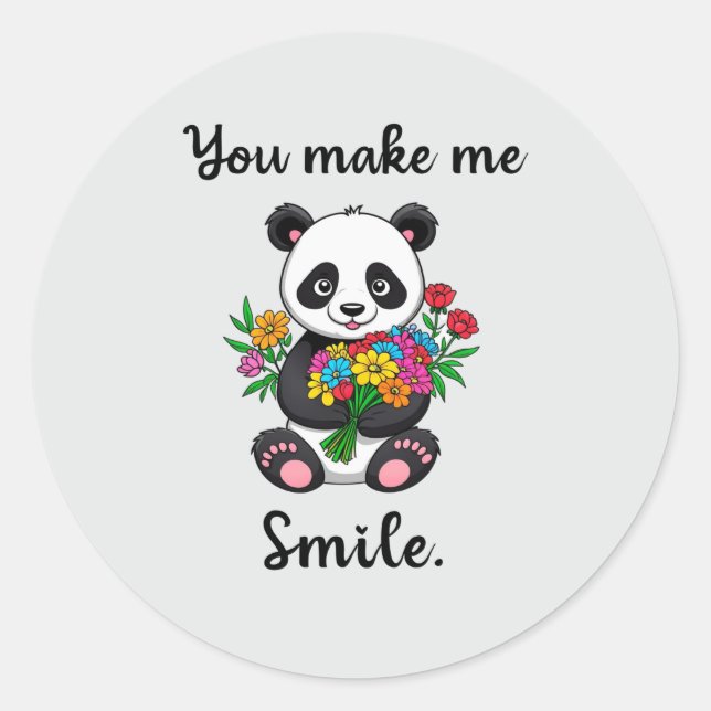 Pegatina Redonda Panda Lindo Me Haces Sonreír (Anverso)