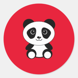 Pegatina Redonda Panda, lindo y cariñoso,