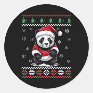Pegatina Redonda Panda Lleva Famosas Navidades De Navidad Para Niño