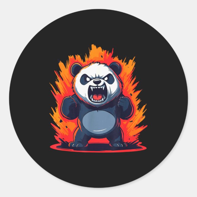 Pegatina Redonda Panda Looking Angry Graphic Funny Panda Kawaii  (Anverso)
