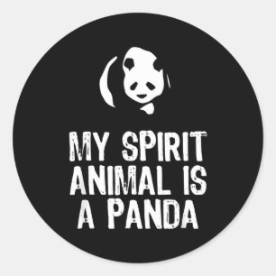 Pegatina Redonda Panda Lover   Mi Animal Espiritual Es Un Panda