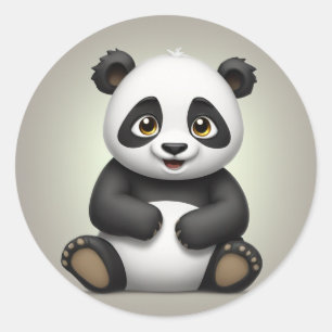 Pegatina Redonda Panda lúdico