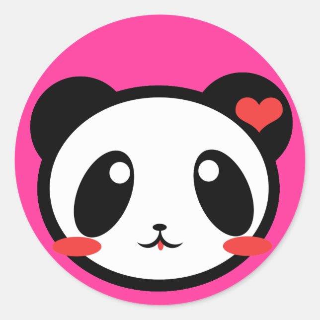 Pegatina Redonda ¡Panda Luv! (Anverso)
