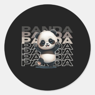 Pegatina Redonda Panda Motif Panda Ultra Realista