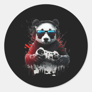 Pegatina Redonda Panda Music Dj Controller Gaming Panda