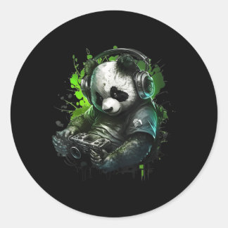 Pegatina Redonda Panda Music Dj Controller Gaming Panda