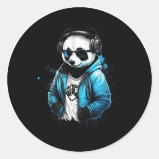Pegatina Redonda Panda Music Dj Controller Gaming Panda