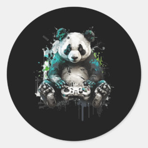 Pegatina Redonda Panda Music Dj Controller Gaming Panda