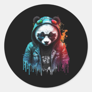 Pegatina Redonda Panda Music Dj Controller Gaming Panda