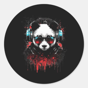 Pegatina Redonda Panda Music Dj Controller Gaming Panda