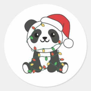 Pegatina Redonda Panda Navidades Animales De Invierno Pandas Roun C