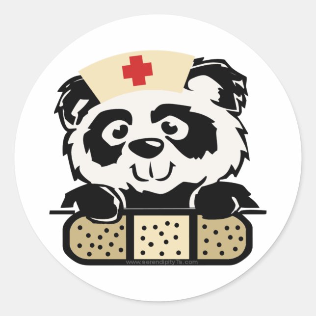 Pegatina Redonda Panda Nurse (Anverso)