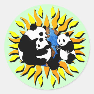 Pegatina Redonda Panda Planet