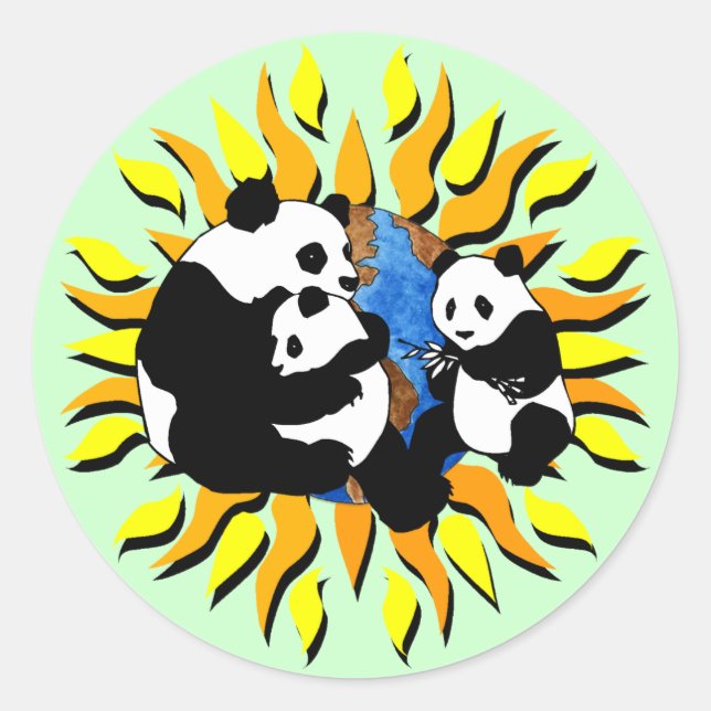 Pegatina Redonda Panda Planet (Anverso)