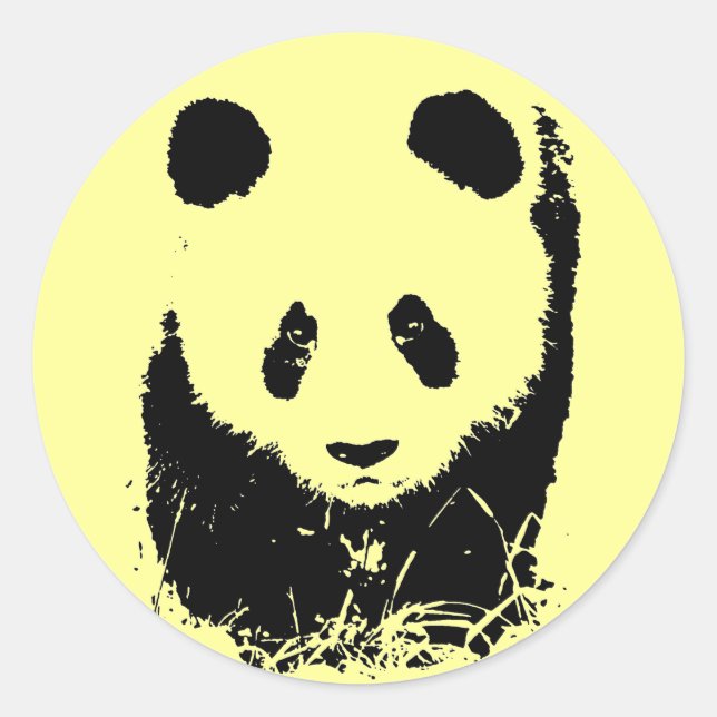 Pegatina Redonda Panda Pop Art (Anverso)