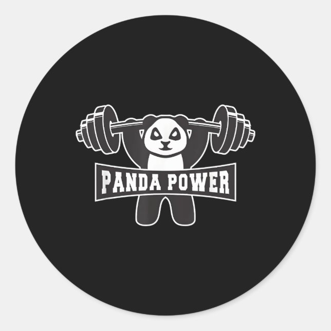 Pegatina Redonda Panda Power Workout Panda Gym (Anverso)