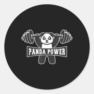Pegatina Redonda Panda Power Workout Panda Gym