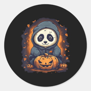 Pegatina Redonda Panda Pumpkin Panda Halloween