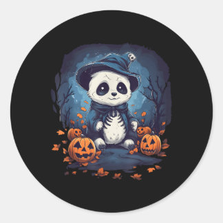 Pegatina Redonda Panda Pumpkin Panda Halloween