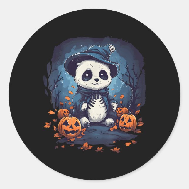 Pegatina Redonda Panda Pumpkin Panda Halloween (Anverso)