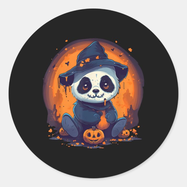 Pegatina Redonda Panda Pumpkin Panda Halloween (Anverso)