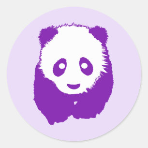 Pegatina Redonda Panda púrpura
