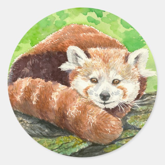 Pegatina Redonda Panda rojo (Anverso)