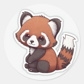 Pegatina Redonda panda rojo