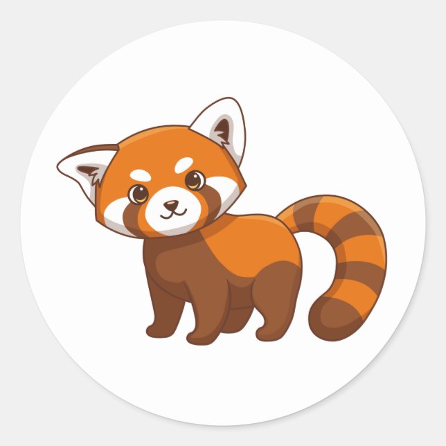 Pegatina Redonda Panda Rojo Adorable (Anverso)