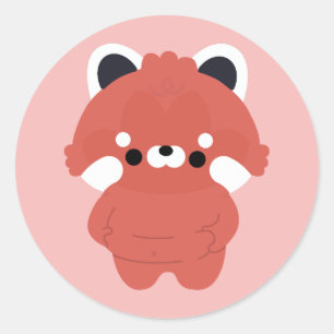 Pegatina Redonda Panda Rojo Chonky