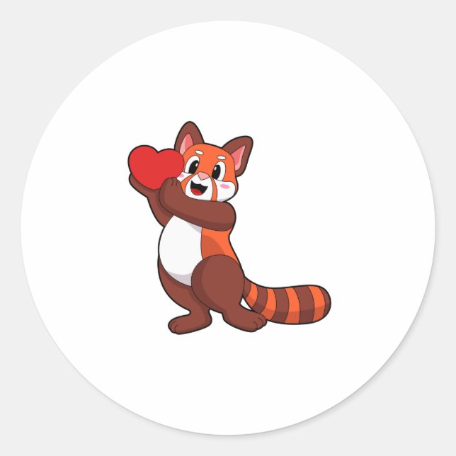 Pegatina Redonda Panda rojo en Love with Heart.PNG (Anverso)