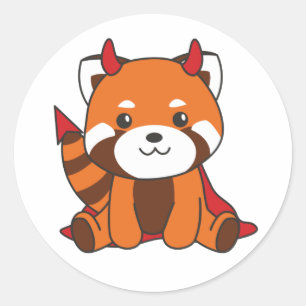 Pegatina Redonda Panda Rojo Halloween Clase de Disfraces de Brujas 