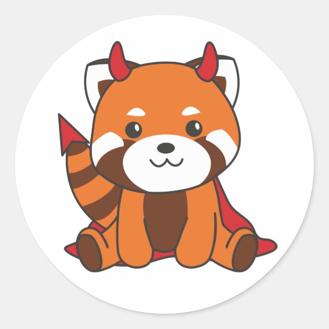 Pegatina Redonda Panda Rojo Halloween Clase de Disfraces de Brujas  (Anverso)