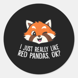 Pegatina Redonda Panda Rojo Me Gusta Realmente Pandas Rojos Ok
