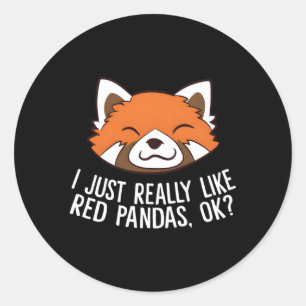Pegatina Redonda Panda Rojo Me Gusta Realmente Pandas Rojos Ok