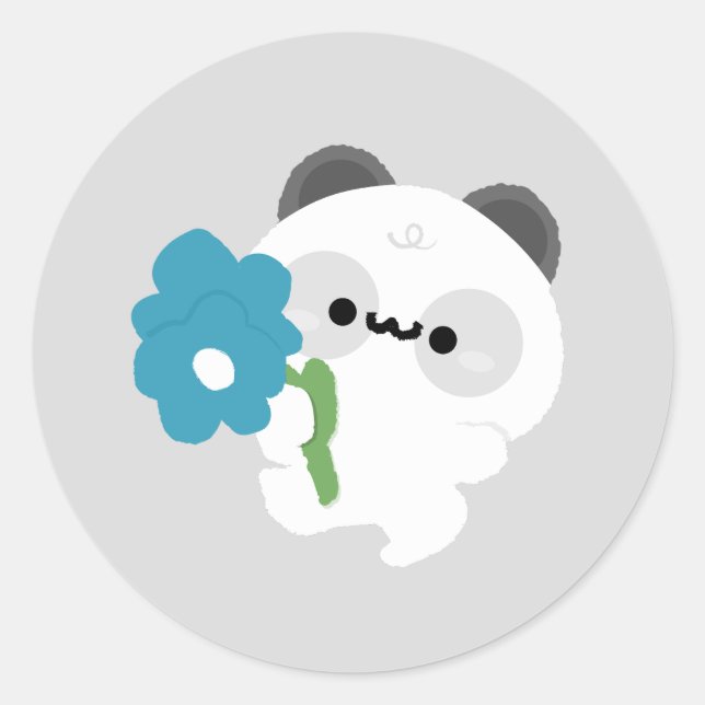 Pegatina Redonda Panda Romántico Adorable (Anverso)
