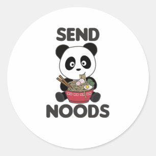 Pegatina Redonda Panda Send Noods Ramen Cute Kawaii Noodle