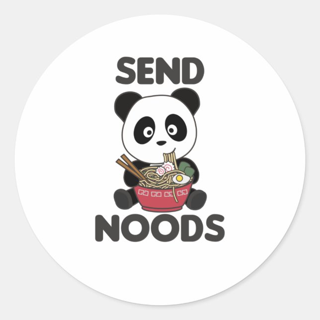 Pegatina Redonda Panda Send Noods Ramen Cute Kawaii Noodle (Anverso)