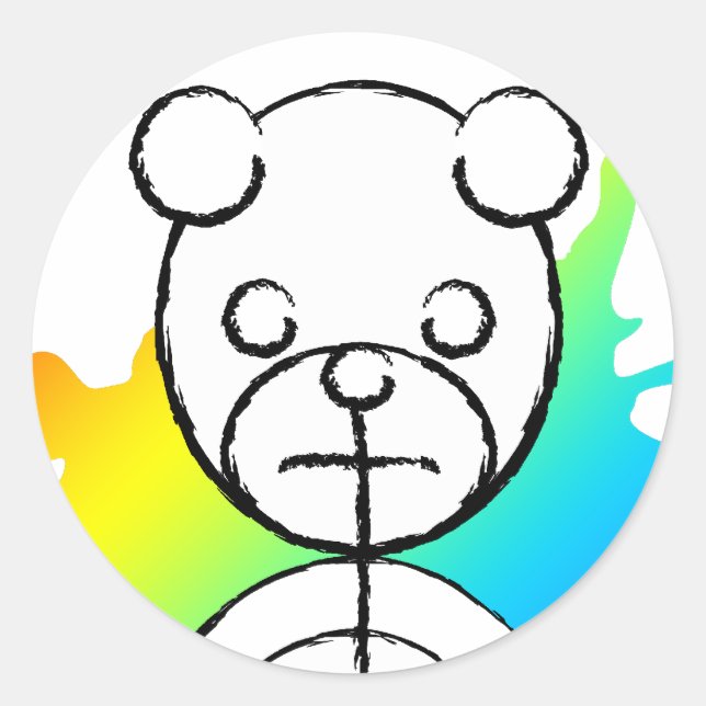 Pegatina Redonda panda splatz. (Anverso)
