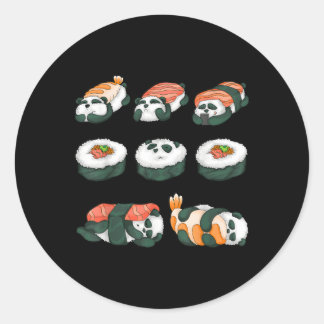 Pegatina Redonda Panda Sushi abrazo animal comida Maki