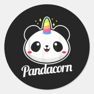 Pegatina Redonda Panda Unicorn Animal Pandacorn
