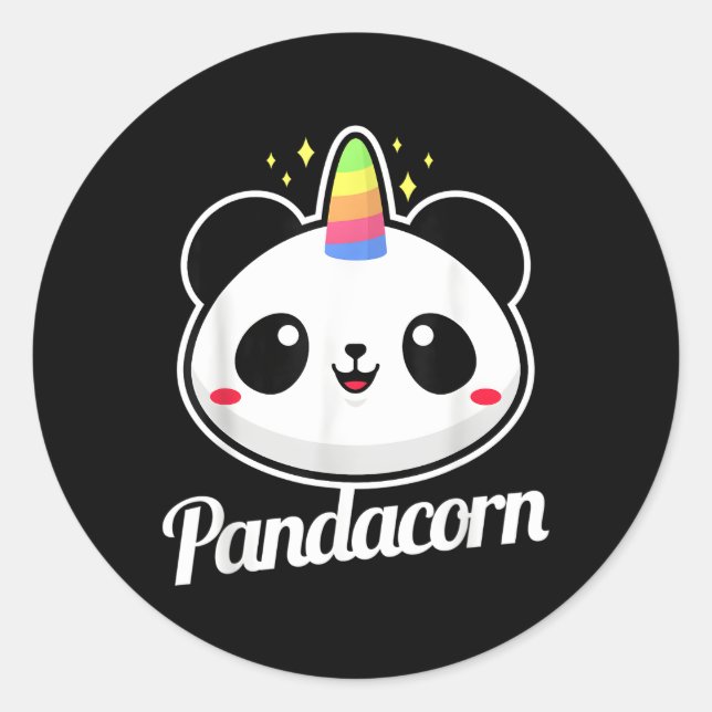 Pegatina Redonda Panda Unicorn Animal Pandacorn (Anverso)