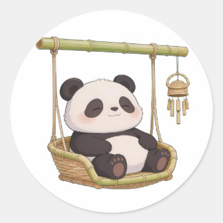 Pegatina Redonda panda,warm,healing,slow-paced,inner peace #010