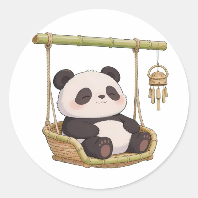 Pegatina Redonda panda,warm,healing,slow-paced,inner peace #010 (Anverso)