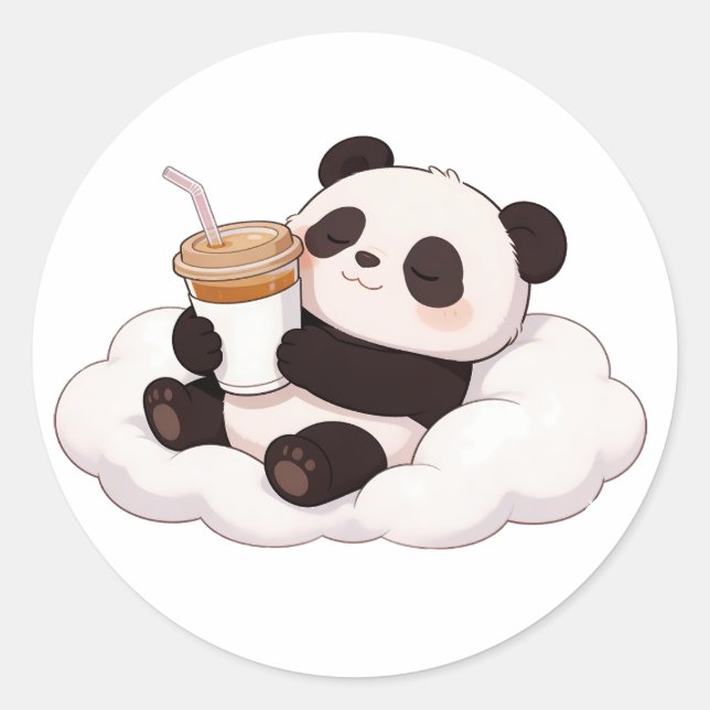 Pegatina Redonda panda,warm,healing,slow-paced,inner peace #012 (Anverso)