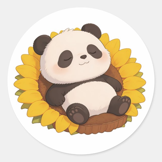 Pegatina Redonda panda,warm,healing,slow-paced,inner peace #013 (Anverso)