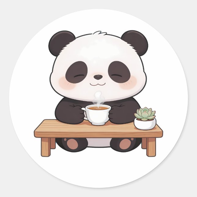 Pegatina Redonda panda,warm,healing,slow-paced,inner peace #014 (Anverso)