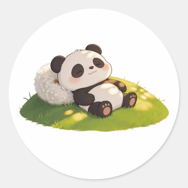 Pegatina Redonda panda,warm,healing,slow-paced,inner peace #015 (Anverso)
